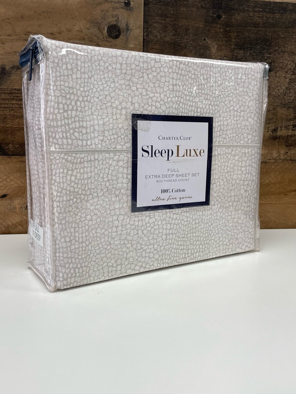 Charter Club Sleep Luxe Full Extra Deep Sheet Set - Cream Crackle